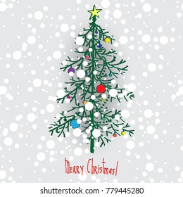 Christmas holiday hand drawn vector illustration with text