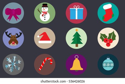 Christmas holiday icon set Vector.