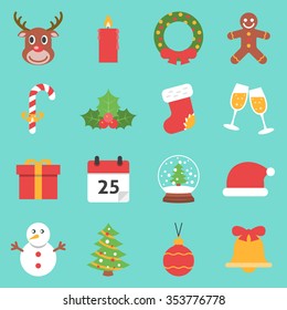 Christmas Holiday Icons Flat