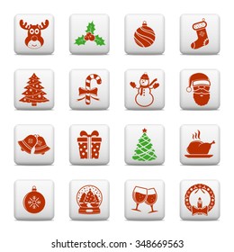Christmas holiday icons on web buttons