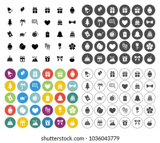 christmas Holiday icons set - beach summer sign and symbols - travel illustrations