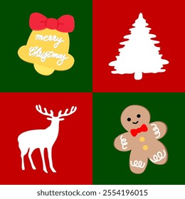 Christmas Holiday Icons Set in colorful background 