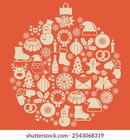 Christmas holiday icons set. Trendy New year festive prints.