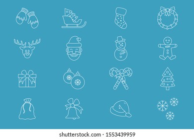 Christmas holiday Icons set - Vector outline symbols of winter decoration for the site or interface