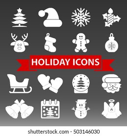 Christmas Holiday Icons Set Vector Illustration