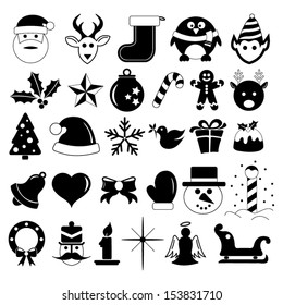 Christmas holiday icons and symbols