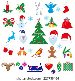 Christmas holiday icons and symbols