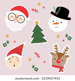 Christmas holiday illustration sticker theme