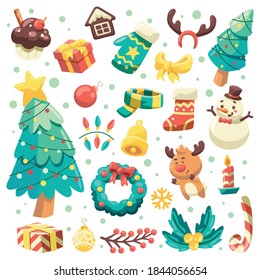 Christmas Holiday Item Collection Set, Element Design For Greeting Card