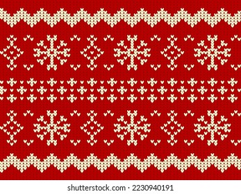 Christmas Holiday Knitting Seamless Pattern with Snowflakes. Knitted Sweater Design