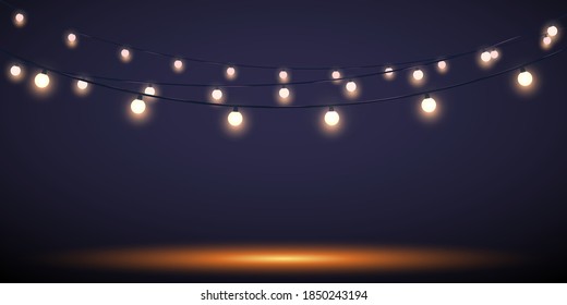 Christmas holiday lights background. Vector illustration