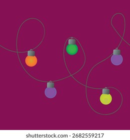 Patrón transparente de las luces de vacaciones de las Navidades en el fondo de moda del pastel #8B0E4E de la morera, diseño decorativo festivo del Vector del invierno