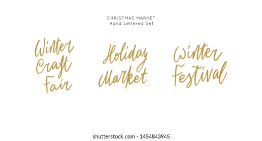 Christmas Holiday Market lettering template. Unique vector script saying poster. Custom typography print for t shirts,bags,posters,merch,banners. Winter Holiday season decorations.