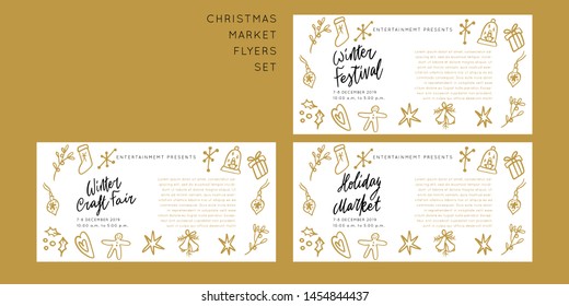 Christmas Holiday Market lettering template. Unique vector script saying poster. Custom typography print for t shirts,bags,posters,merch,banners. Winter Holiday season decorations.