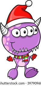 Christmas Holiday Monster Alien Vector Illustration