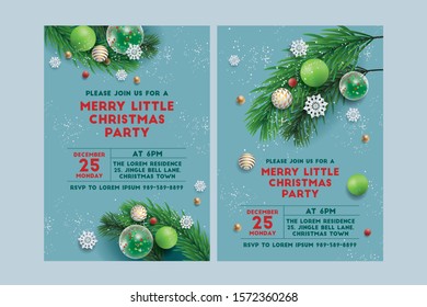 Christmas / Holiday / New Year Party Invitation card. Vector illustration.