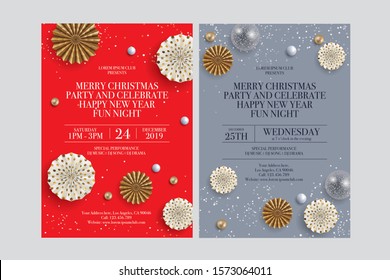 Christmas / Holiday / New Year Party Invitation card. Vector illustration.