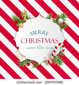 Christmas Holiday Party Background. Happy New Year and Merry Christmas Poster Template. Vector Illustration
