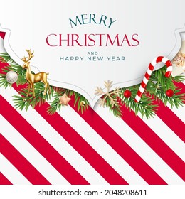 Christmas Holiday Party Background. Happy New Year and Merry Christmas Poster Template. Vector Illustration
