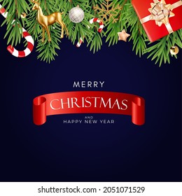 Christmas Holiday Party Background. Happy New Year and Merry Christmas Poster Template. Vector Illustration EPS10
