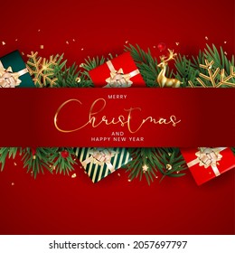 Christmas Holiday Party Background. Happy New Year and Merry Christmas Poster Template. Vector Illustration EPS10
