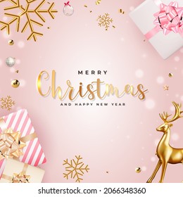 Christmas Holiday Party Background. Happy New Year and Merry Christmas Poster Template. Vector Illustration EPS10
