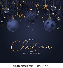 Christmas Holiday Party Background. Happy New Year and Merry Christmas Poster Template. Vector Illustration EPS10
