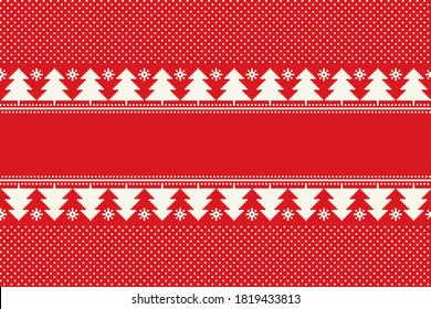 Christmas Holiday Pixel Pattern. Seamless Striped Christmas Trees Ornament with a Place for Text