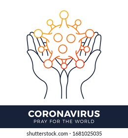 Christmas holiday Pray for the World coronavirus concept with hands vector illustration. Time to pray Corona Virus 2020 covid-19. Coronavirus in Wuhan vector illustration. Virus Covid 19-NCP.