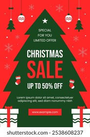 Christmas Holiday Promotion Discount Sale Poster Template