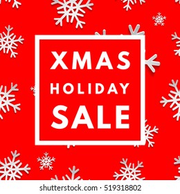 Christmas holiday sale poster. Minimalism trendy shopping banner. Vector discount card.