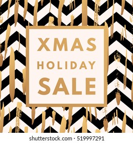 Christmas holiday sale poster. Minimalism trendy shopping banner. Vector discount card.