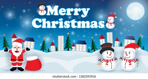 Christmas holiday santa snowman banner