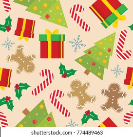 Christmas Holiday Seamless Pattern Background For Scrapbook, Posters, Web, Greeting Cards
