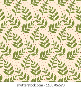 Christmas Holiday Seamless Pattern with Leaves. Xmas winter poster collection