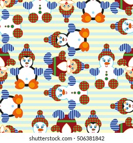 Christmas holiday seamless pattern with santa and reindeer.