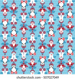 Christmas holiday seamless pattern with santa and reindeer.