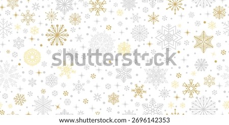 Christmas holiday seamless pattern. Snowflake  icons and noel decor. Beautiful winter crystal xmas background