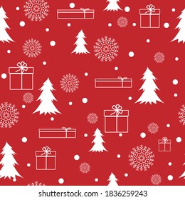 Christmas holiday seamless pattern. Winter season symbols texture. Traditional Christmas attributes decorative background.Vector illustration, flat style