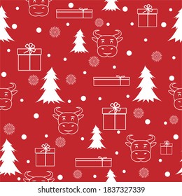 Christmas holiday seamless pattern. Winter season symbols. Traditional Christmas attributes Vector illustration, flat style