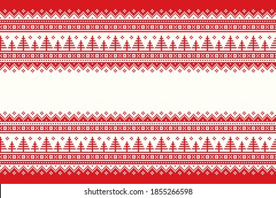 Christmas Holiday Seamless Pixel Pattern. Traditional Christmas Trees Striped Ornament. Vector Seamless Background for the Greeting Text or Logo