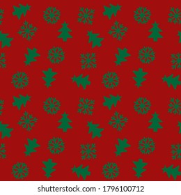 Festividad navideña Copo de nieve sin costura y fondo de árbol de navidad para gráficos de sitios web, textiles de moda