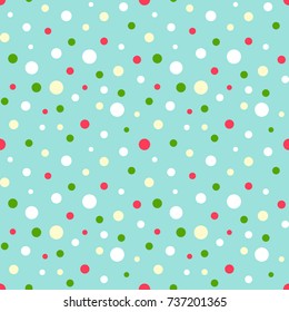 Christmas holiday seamless vector pattern with dots. Colorful dot snowflakes background.
