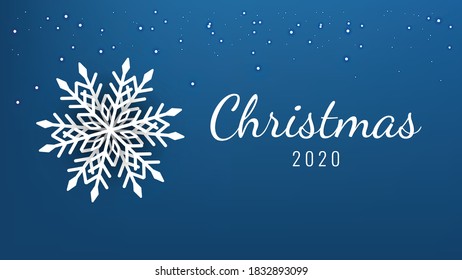 Christmas holiday with Snowflakes Winter on Blue Background ,Seasonal holidays ,illustration EPS 10