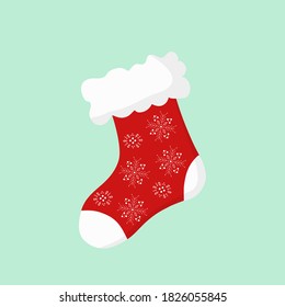 Christmas holiday sock. With red snowflakes