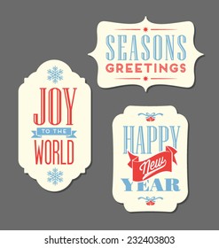 Christmas Holiday tags vintage type design elements 