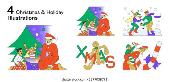 Christmas and Holiday Themed Set Of Vector. Winter llustration