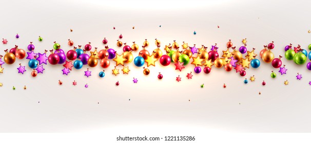 Christmas holiday trendy cover background design with liquid dynamic fluid spheres, Xmas balls and toys for greeting card, banner, placard or poster. Eps10 vector illustration