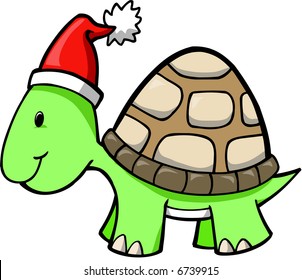 Ilustración de vectores de tortuga navideña