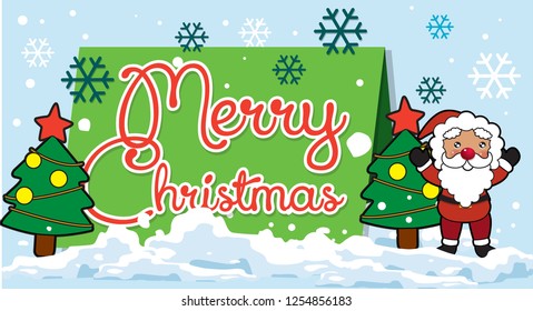 Christmas holiday vector. Decorations with Christmas card with Santa Claus on blue background. Great for Christmas and New Year idea concept.